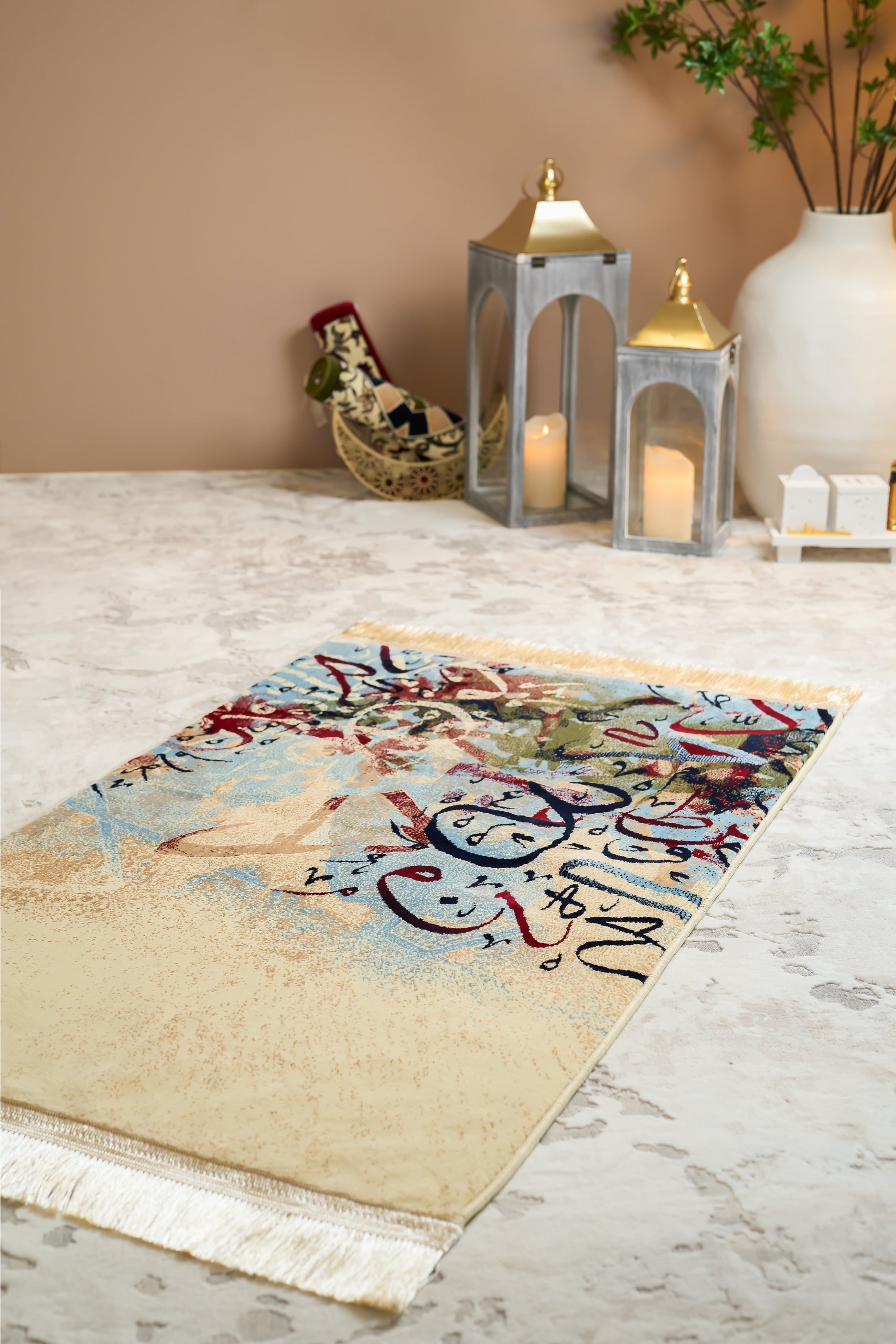 CAL 001 Calligraphy Standard Prayer Mat 8mm - Cream
