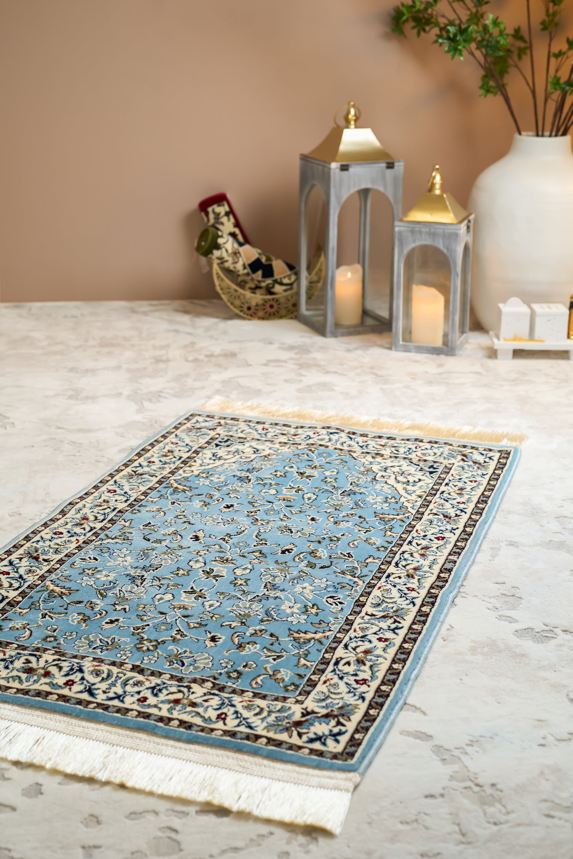 RW 002 Rawdah Standard Prayer Mat 8mm - Light Blue