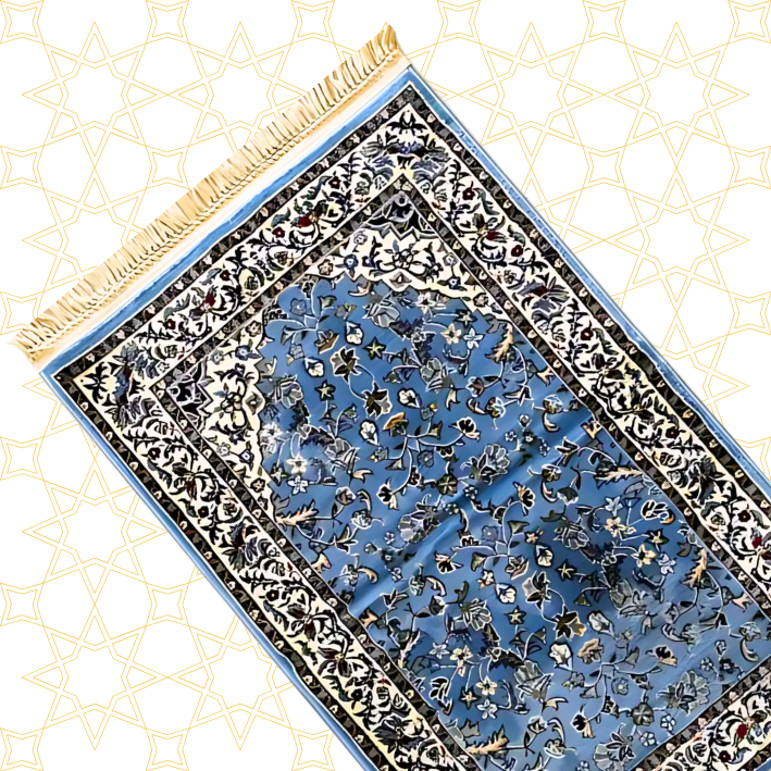 RW 002 Rawdah Standard Prayer Mat 8mm - Light Blue